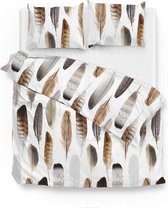 Luxe katoen/satijn dekbedovertrek Feathers - tweepersoons (200x200/220) - zacht en hoogwaardig - prachtige uitstraling