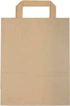 Neutraal 50 stuks - Papieren Draagtas - bruin platte handgreep - diverse maten - Product Maat: 22x10x28cm