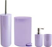 MSV Toiletborstel in houder/beker/zeeppompje/pedaalemmer set Moods - kunststof - lila paars