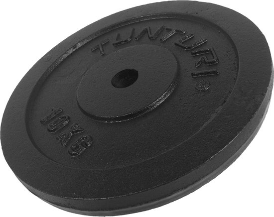 Foto: Tunturi halterschijf halter gewichten 1 x 10 kg 30 mm gietijzer incl gratis fitness app