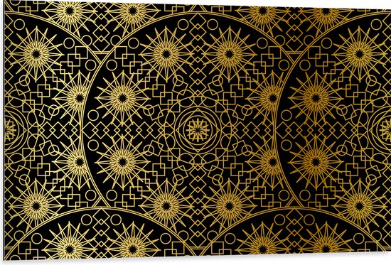 Dibond - Borden met Gouden Geometrische Print - 105x70 cm Foto op Aluminium (Met Ophangsysteem)