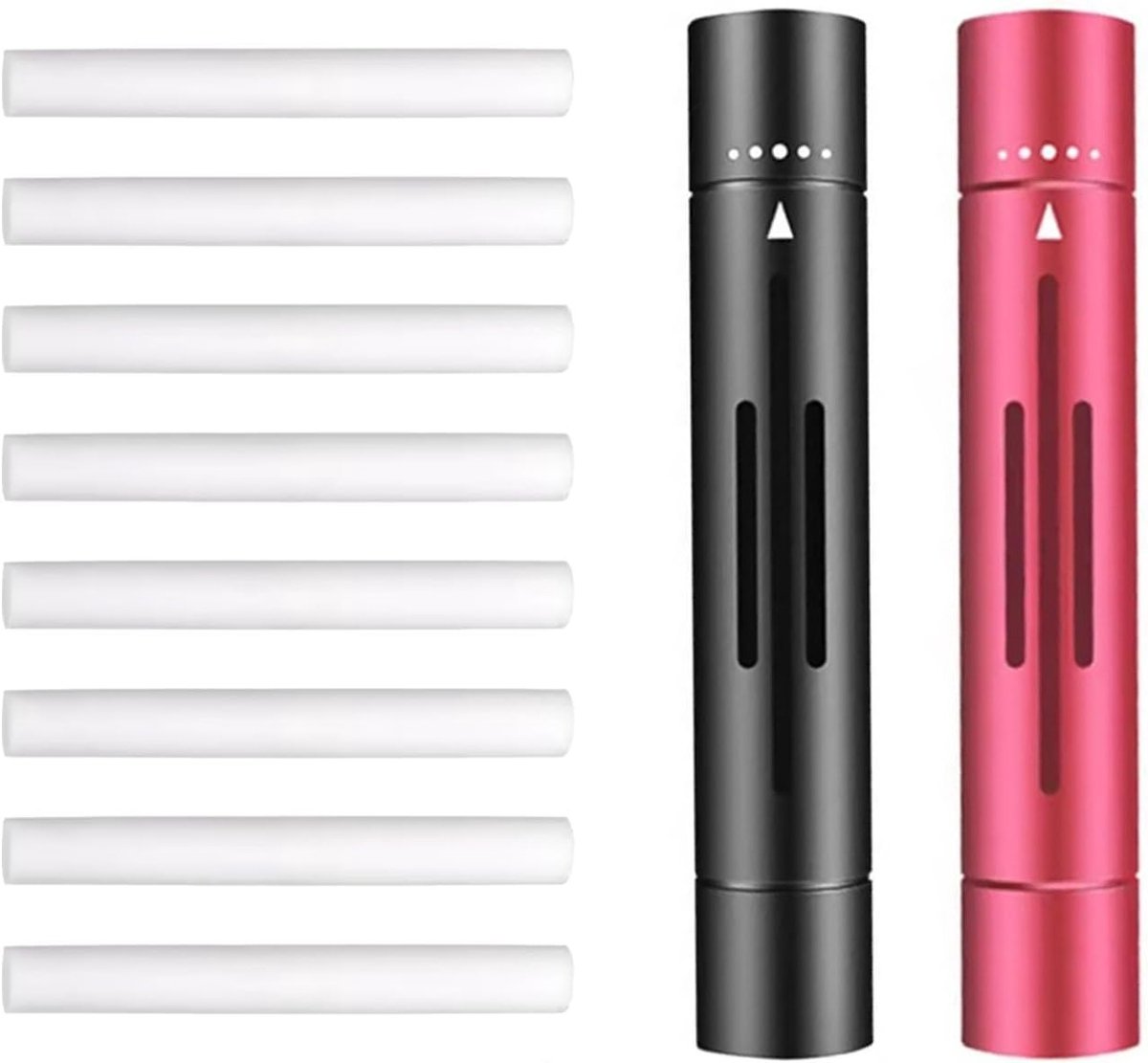 Auto geur diffuser set met 8 navulpads voor etherische oliën, interieuraccessoires voor een frisse geur in de auto (rood + zwart)