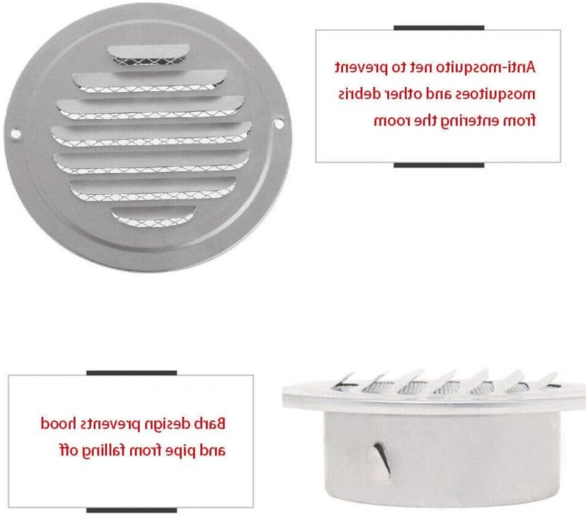 Ronde Ventilatierooster met Insectenbescherming voor Badkamer en Kantoor - 70mm Metaal Gri