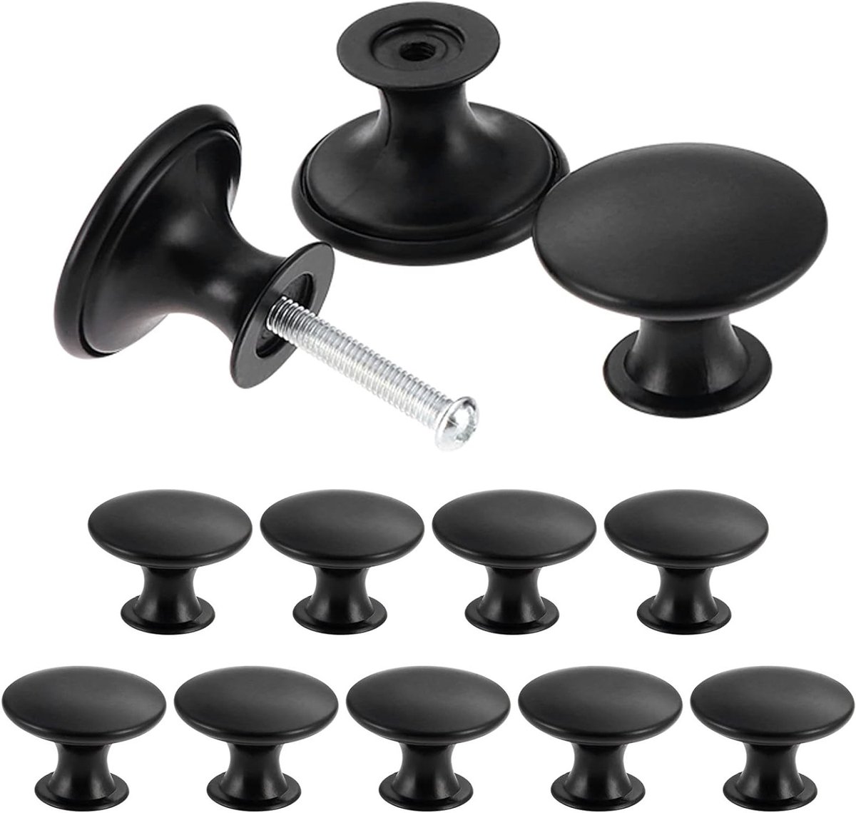 Vintage Kastknoppen Set van 12, Chic Ladehandgrepen, Antieke Keukenknop, 30mm Ronde Deurkl