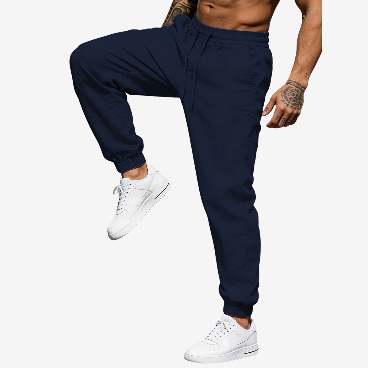 Currero Linnen Broek Heren - Zomerbroek - Volwassenen - Lange Broek - Pantalon - Strandbroek - Zomer - Ibiza Stijl - Marineblauw L