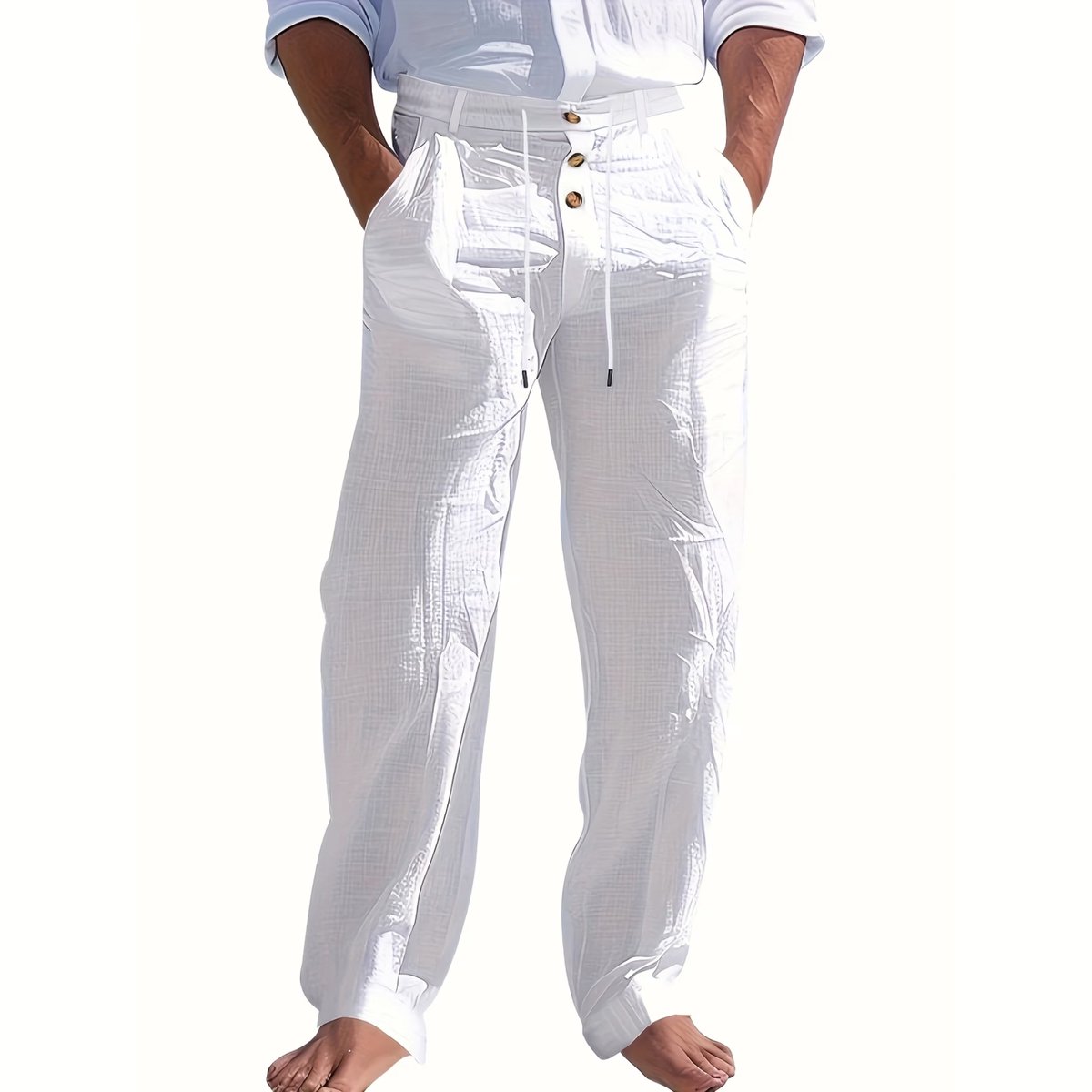 Currero Linnen Broek Heren - Zomerbroek - Volwassenen - Lange Broek - Pantalon - Strandbroek - Zomer - Ibiza Stijl - Wit M