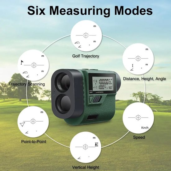 Emvae Golf Rangefinder - Afstandsmeter Golf - Laser Rangefinder Golf - 1000 m - 6x Zoom - LCD - Groen — afbeelding 5