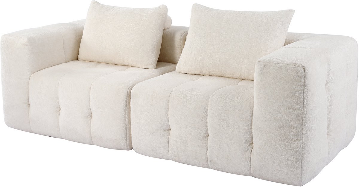 HomeMiYN Modulair Compress Sofa – Linker Module Bank – Beige Schuim Bank – Combineerbare 1-Zits Sofa Module – Modern Minimalistisch Design