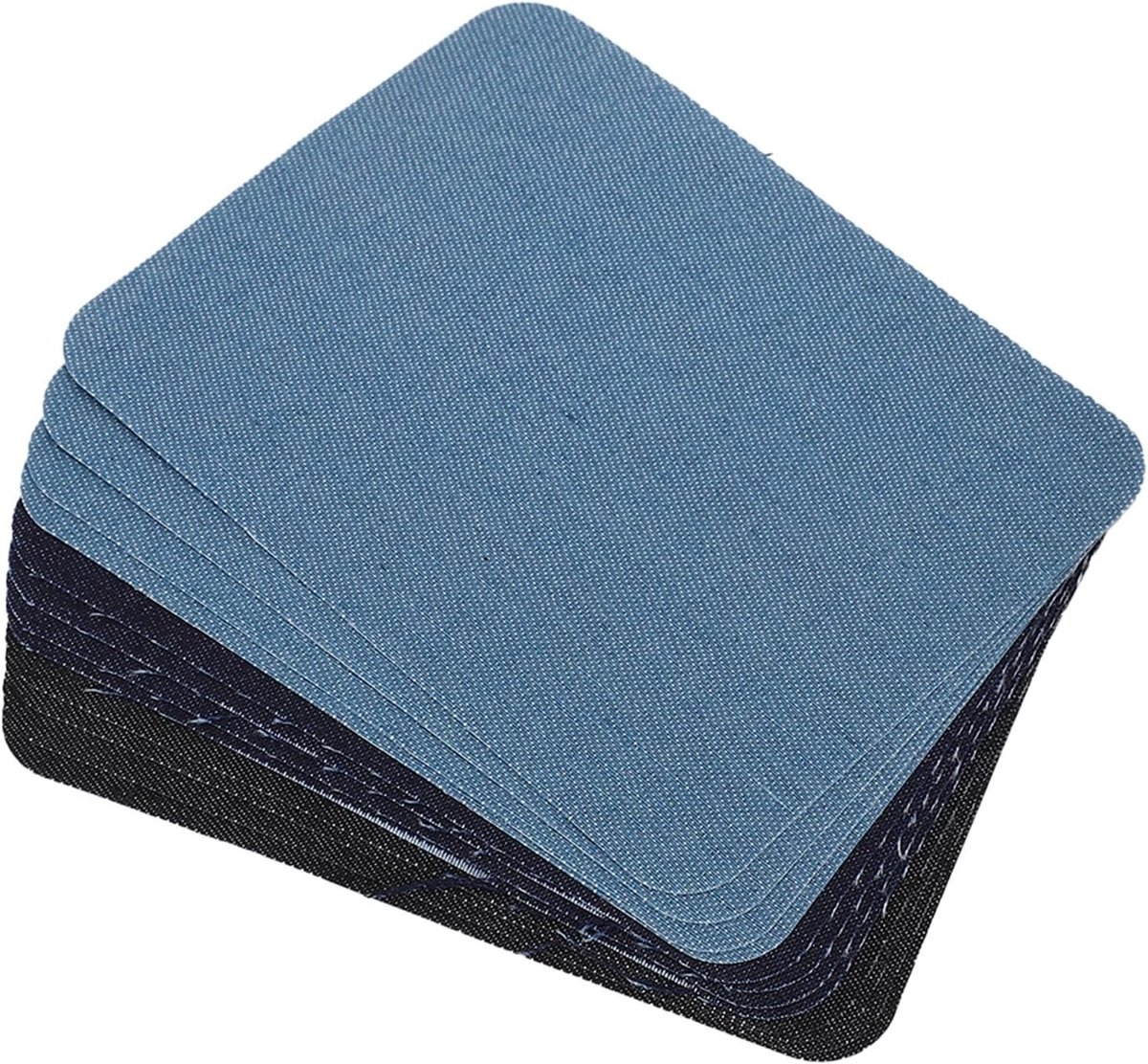 Kwaliteitsklevende Kledingplekken voor Langdurige Reparatie en Decoratie - 12 Stuks Vierkante Denim Elleboog- en Kniepatjes in Zwart, Donkerblauw en Lichtblauw voor Meerdere Toepassingen