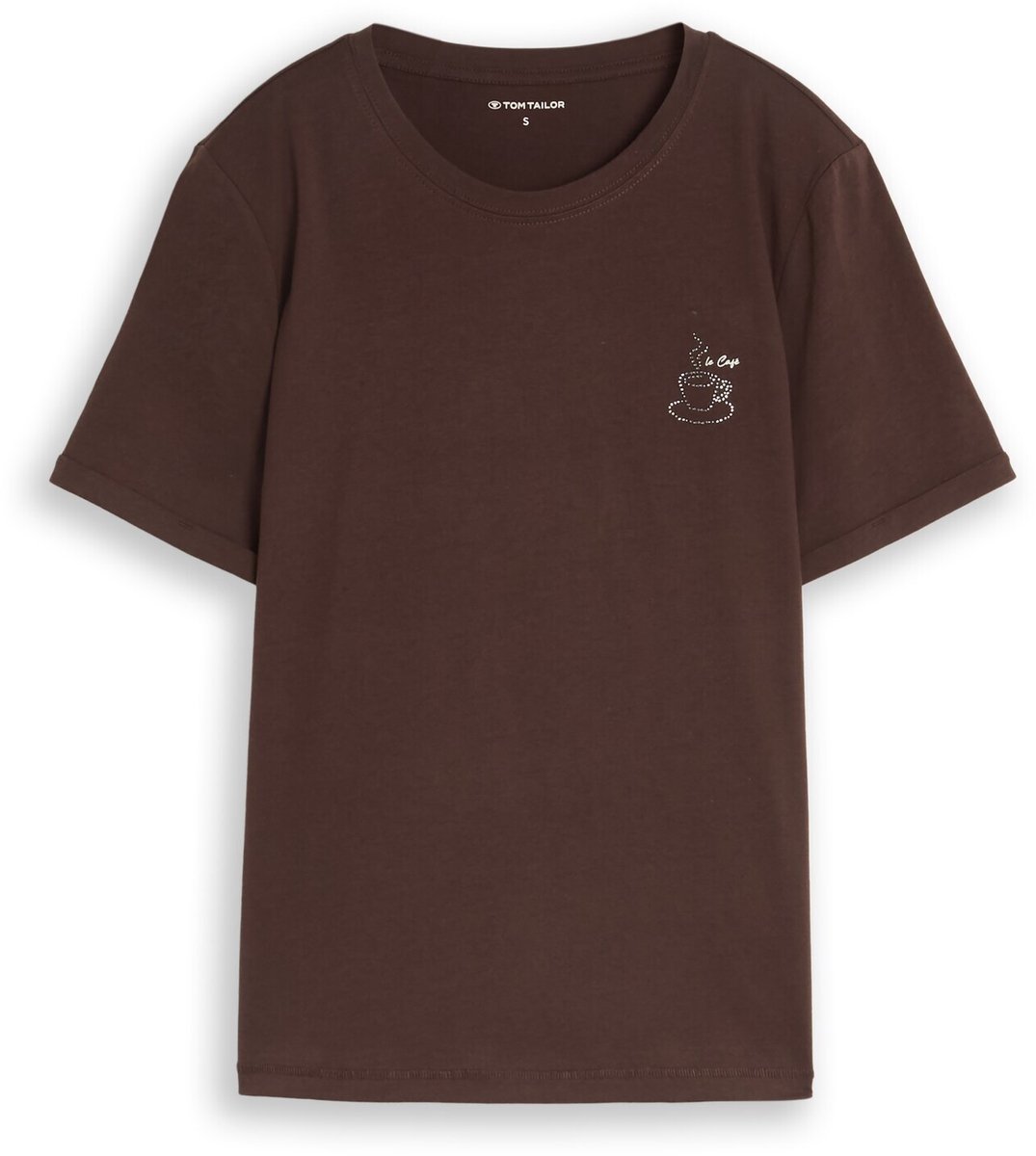 Tom Tailor - T-shirt met print - Maat L - java dark brown