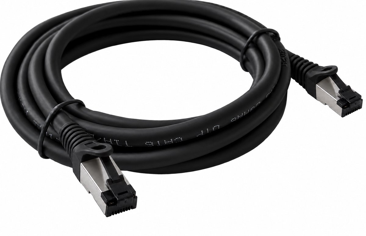 Image of NexCable Premium Silver Plated Internetkabel 3 meter - CAT8 S/FTP Ethernet kabel RJ45 - Patchkabel LAN Cable Netwerkkabel - Zwart