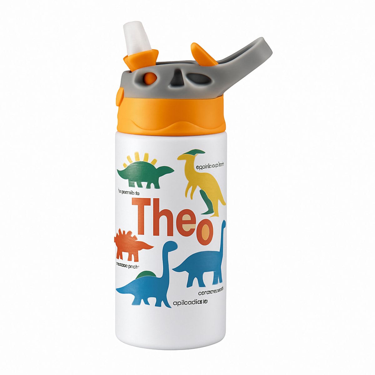 Lieve Pastel Drinkfles – Zachte Drinkbeker voor Dromerige en Creatieve Liefhebbers - Waterfles voor kinderen (wit/oranje)