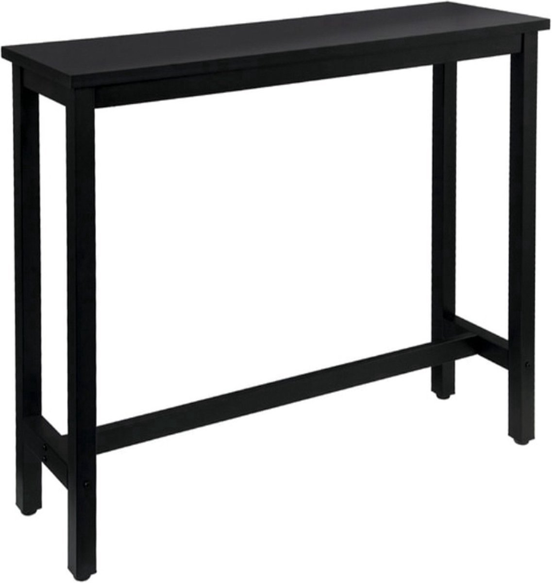 Bartafel Deluxe 100x40x100cm Zwart - Metaal en Hout, Keuken en Rechthoekig - Voor Eetkamer, Woonkamer en Kantoor