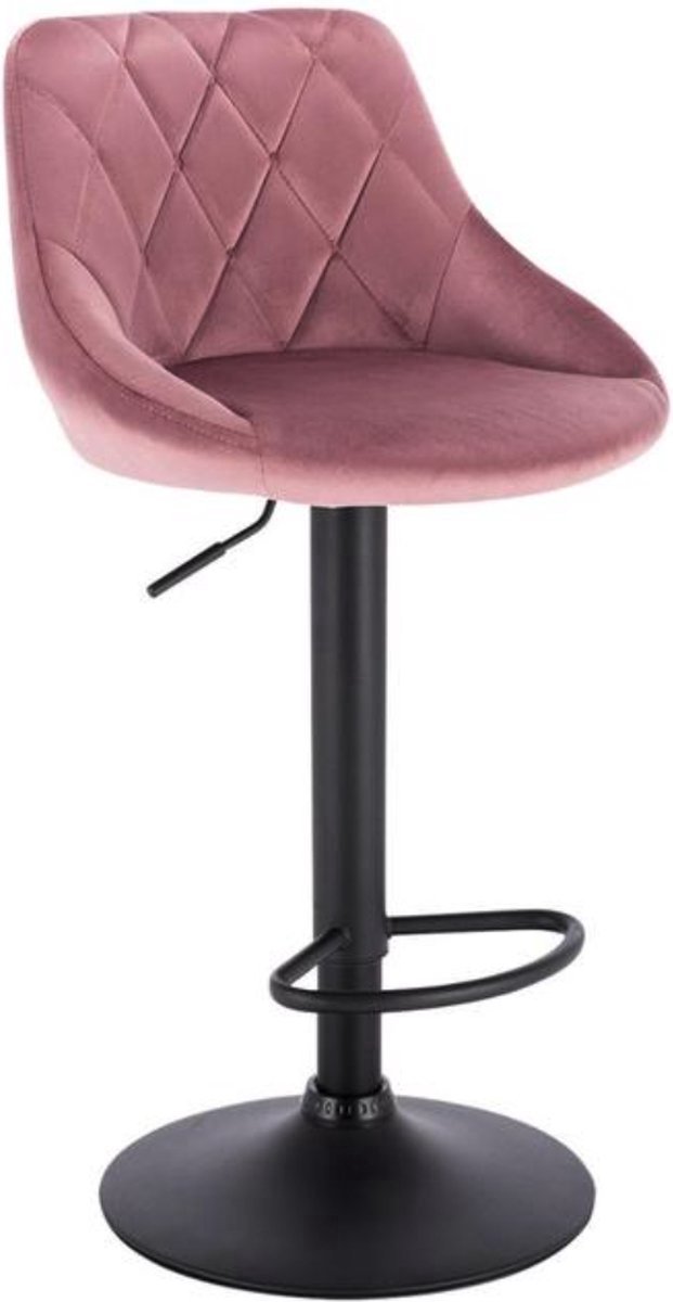 Saphly Barkrukken Set 82cm Roze - Verstelbaar, Velvet en Ergonomisch - Voor Eetkamer, Keuken en Woonkamer