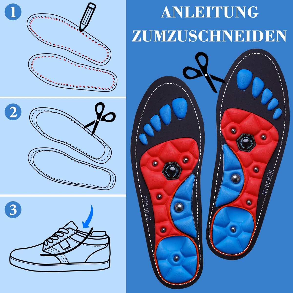 Dailygoods - Magnetische Inlegzolen voor Schoenen - Comfortabele Zolen voor Maat 44-47