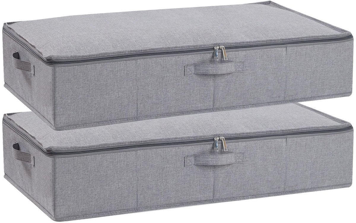 Dailygoods - Opbergdozen voor onder het bed, opvouwbaar, grijs, 80 x 40 x 15 cm, set van 2
