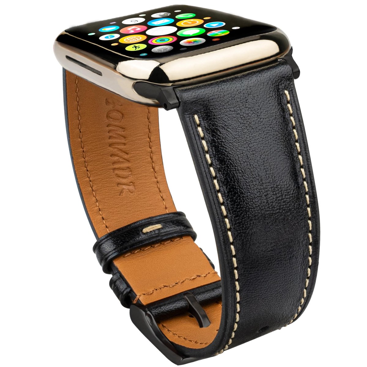 Dailygoods - Leren Armband Compatibel met Apple Watch - Tweekleurige Reserveband voor Heren en Dames