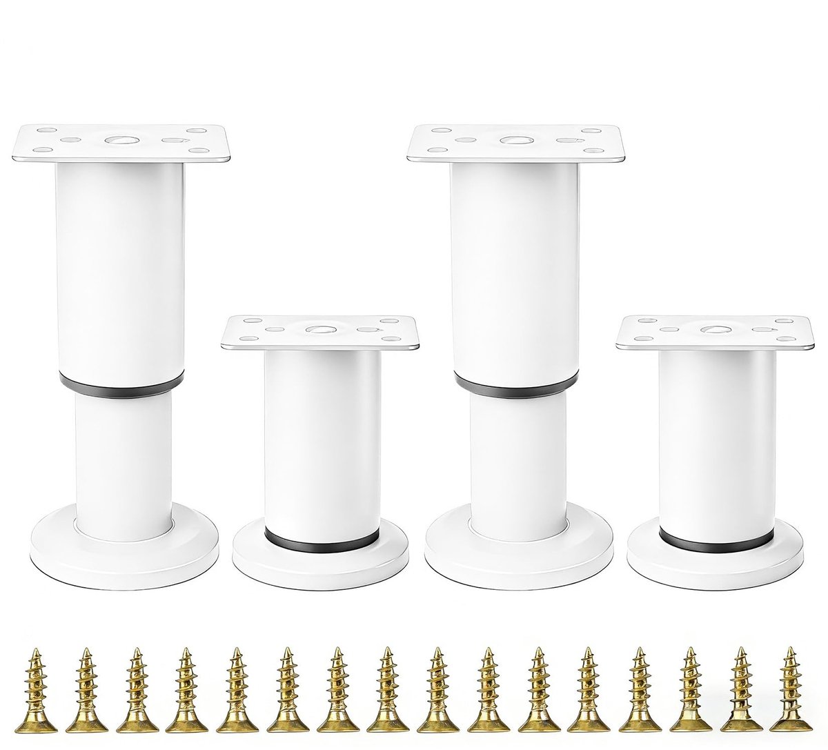 Dailygoods - Verstelbare Meubelpoten - Hoogte 8-12 cm, Wit, Set van 4