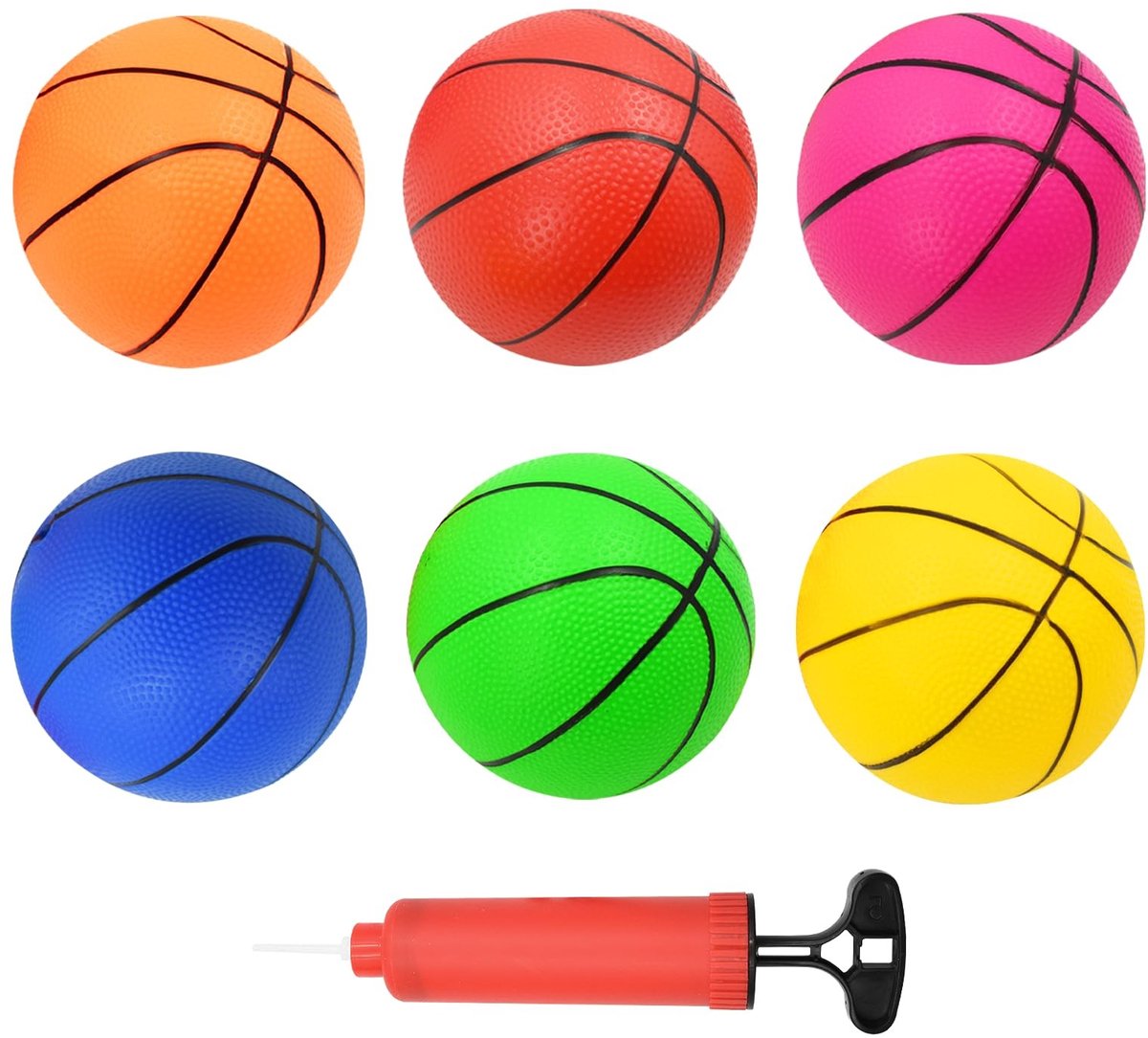 Dailygoods - Mini-Basketbal - 6 Stuks Duurzaam PVC Kinderbasketballen met Pomp