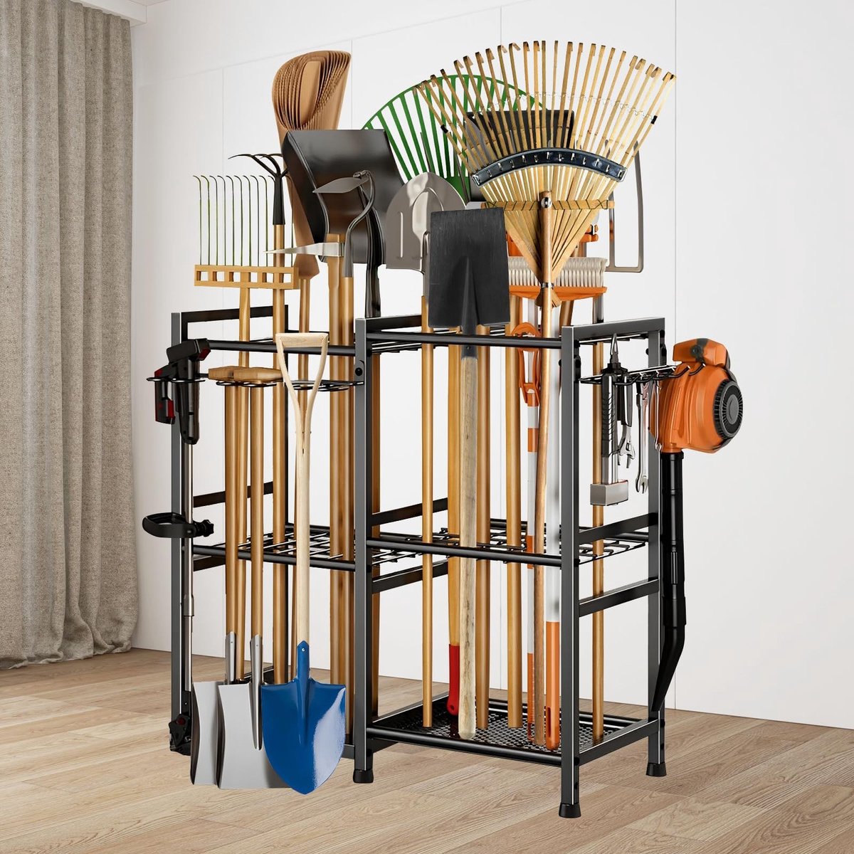 Dailygoods- Opbergrek Mobiel - 3-laags Metalen Planken - Tuingereedschap - Garageopslag - Commercieel Gebruik - Schokbestendig - Gereedschapsopslag