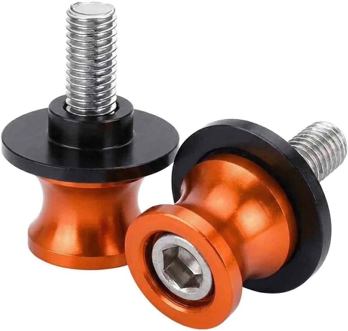 M8 standhouder bobbins - CNC aluminium - oranje - stevige montage voor motoraccessoires - ShopVlot