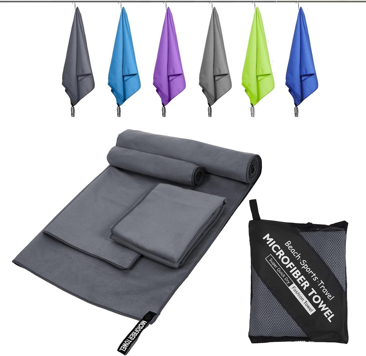 Microvezel Handdoeken Set van 3 - Lichtgewicht en Sneldrogend - Ideaal voor Sport en Camping - ShopVlot