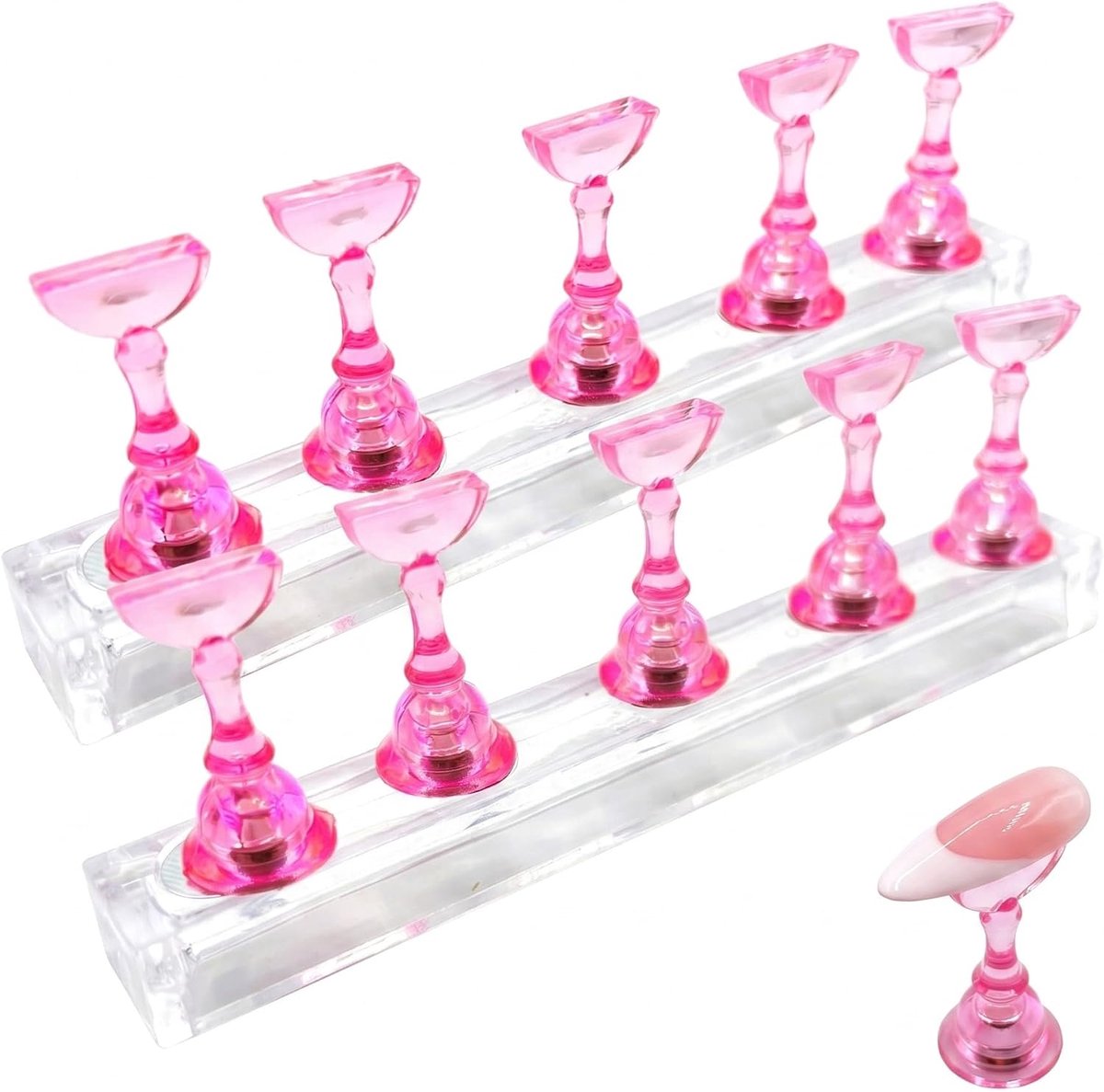 nagelstandaard 2 stuks - roze - magnetische nageltiphouder - voor doe-het-zelf nagelkunst - ShopVlot
