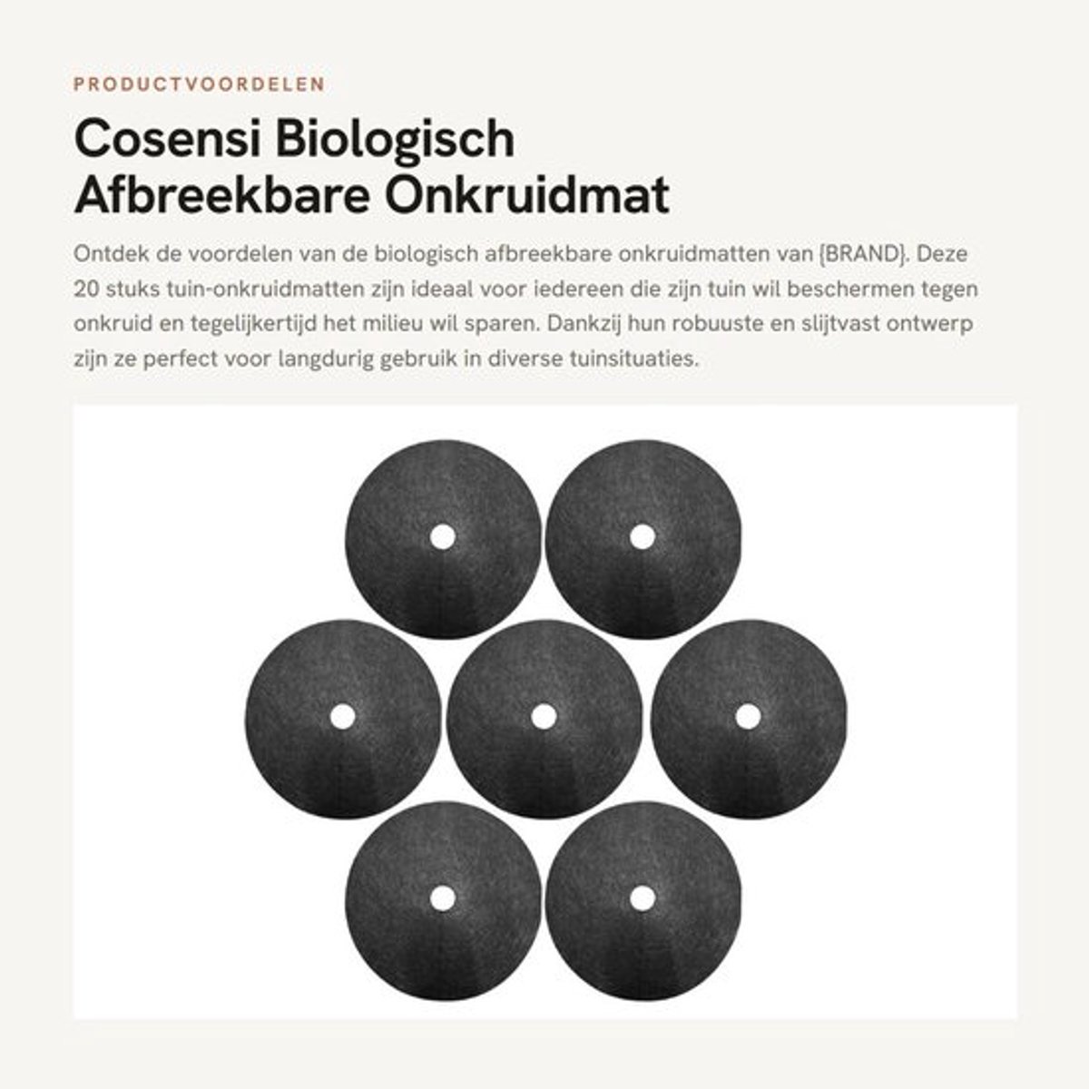 Onkruidmat 20 Stuks - Biologisch Afbreekbare Mulchring - Slijtvaste Onkruidbestrijding - Geschikt voor Bloemen/Planten - Hoogwaardig Vliesmateriaal - Duurzaam en Veilig