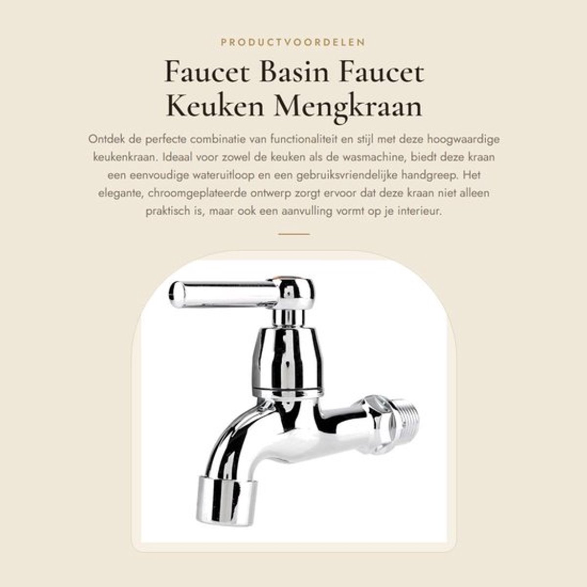 Wasbakkraan met Eenvoudige Grip - Hoogwaardige ABS - Chroom Geplateerd - Makkelijk te Installeren - Voor Keuken/Badkamer/Garten - Duurzaam en Elegant - Kraan