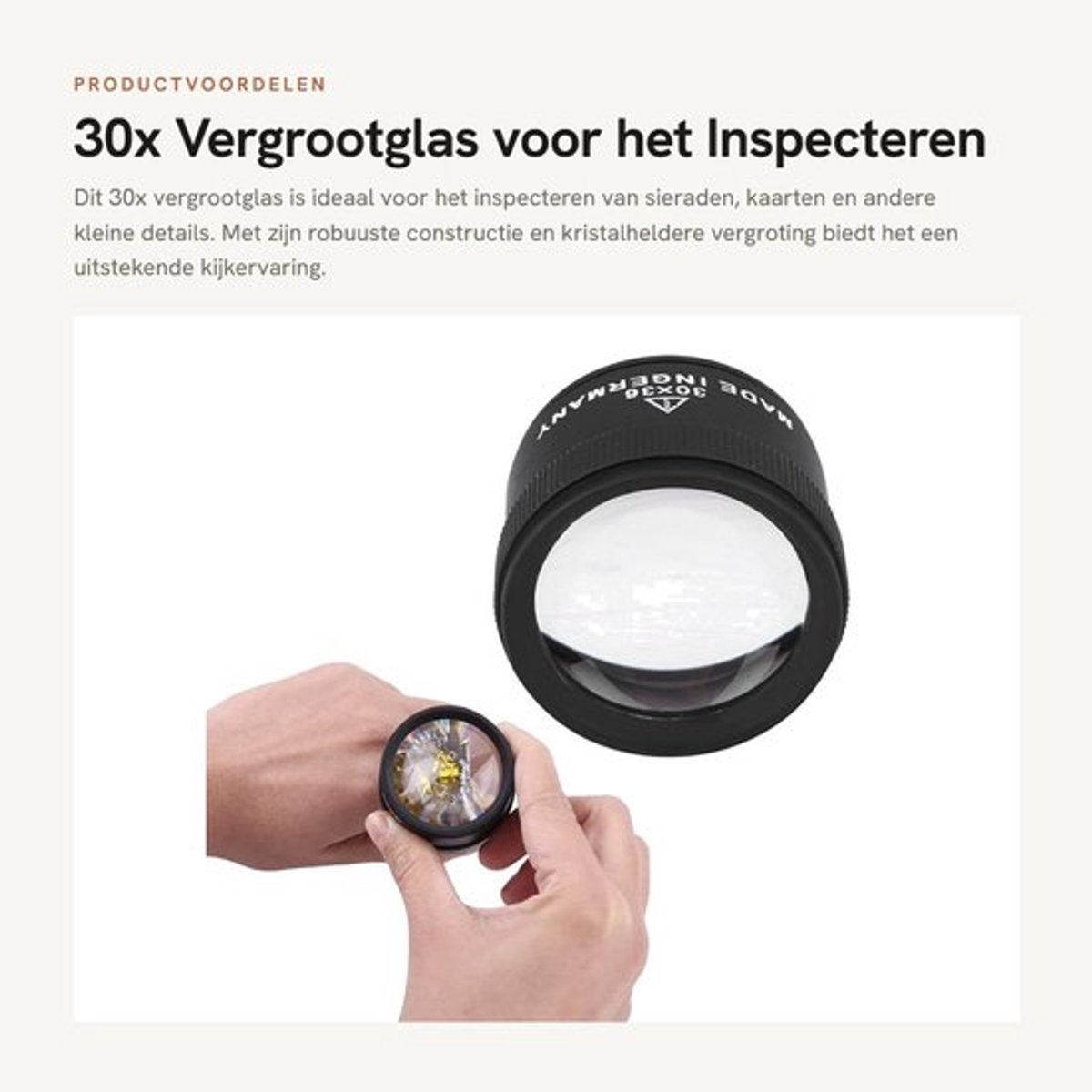 Loep 30x Vergroting - Vergrootglas - Draagbaar - Stevig - Duurzaam - Kristalhelder
