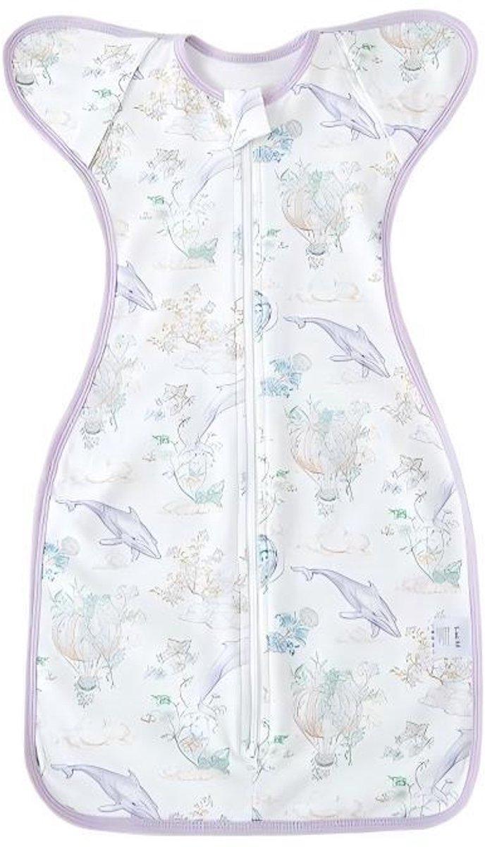 Inbakerdoek voor pasgeborenen – Onmisbaar voor baby's van 0–6 maanden – Unisex – Met mouwen – Bevordert een comfortabele, rustige slaap – 69 x 24 cm – Paars