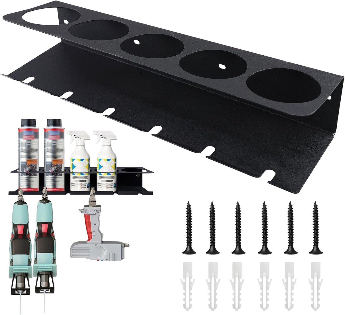 Spuitbussenhouder 43 x 10 cm - Robuuste 5-holes kleurblok organizer - Ideaal voor garage en werkplaats - ShopVlot