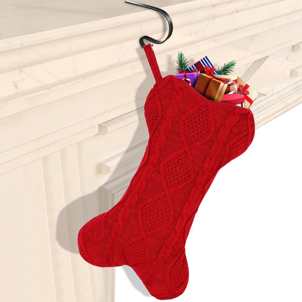 Kerstkous voor honden 45,7 x 15,72 cm - handgebreid acrylvlies - botvorm - warme kerstdecoratie - ShopVlot
