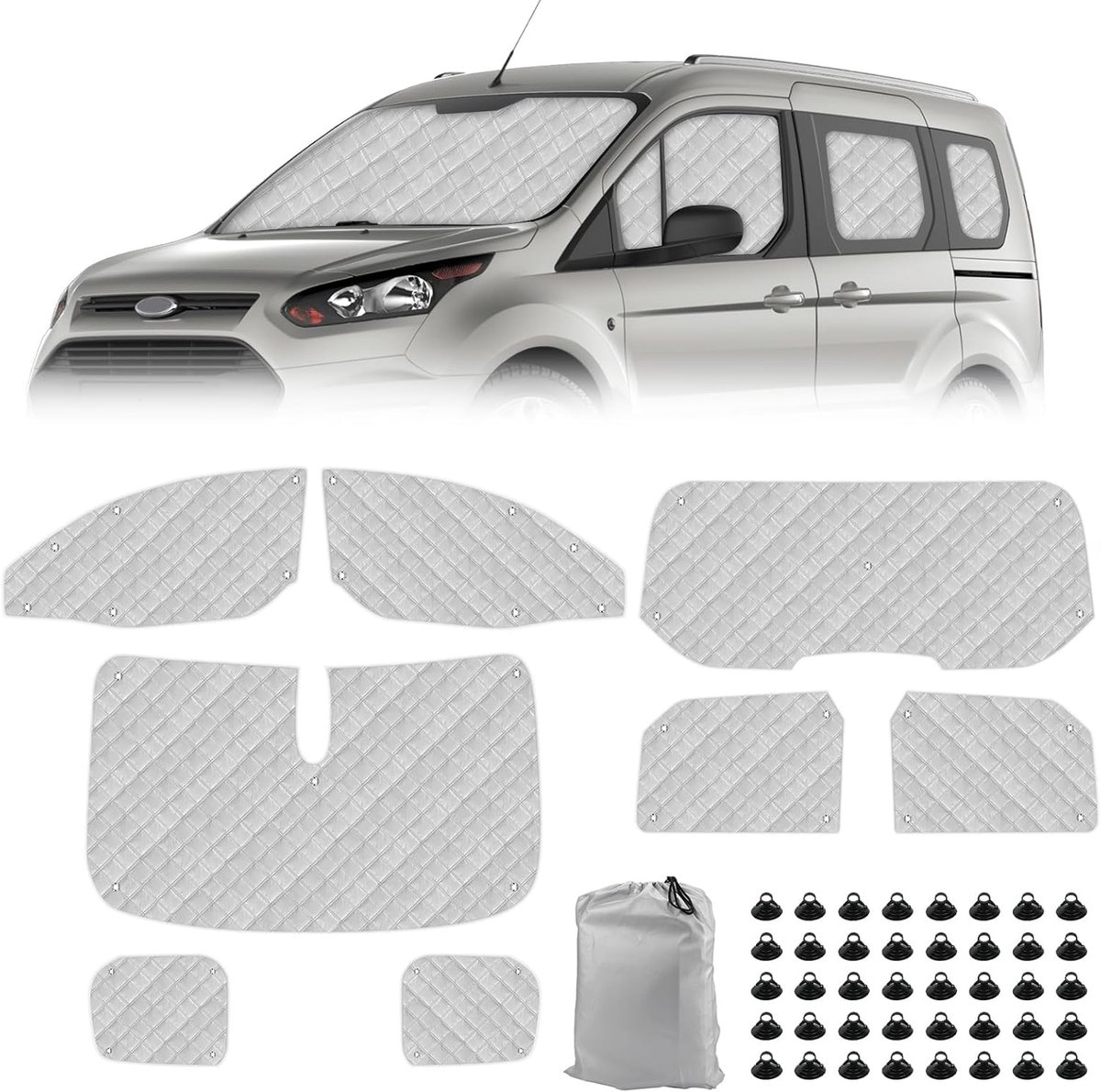 Raamscherm cover Ford Tourneo Connect SWB - 8 stuks - Bescherming tegen zonlicht - Eenvoudige installatie - ShopVlot