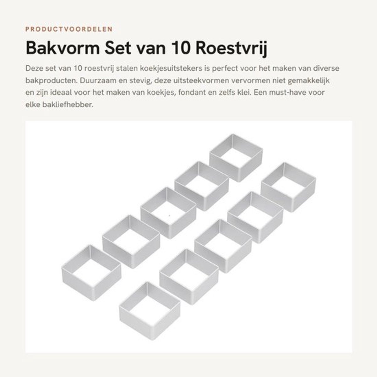 Koekjesuitsteekvormen Stevig Duurzaam - Bakset 10 Stuks - Roestvrij Staal - Voorgebak - Fondant - 3D-Vormen - Bakvormen