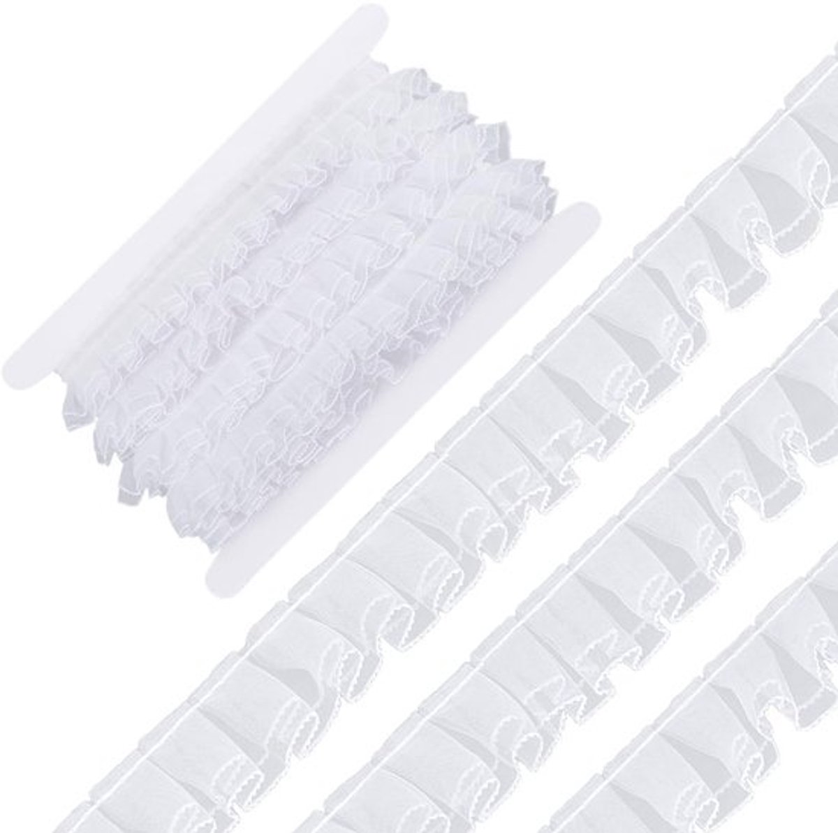 Kant Trim Dubbellaags Ontwerp - Decoratie Lint - Geplooide Stof - Polyester - 5 m - 22 mm Grootte - Decoratielint