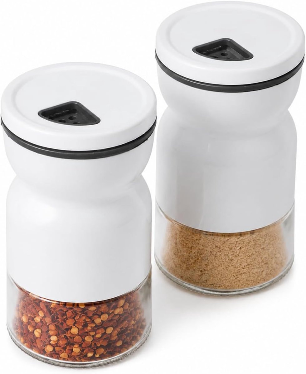 Zout en peperstrooier set - 2 stuks mini formaat - wit RVS glas - ideaal voor keuken en camping - ShopVlot
