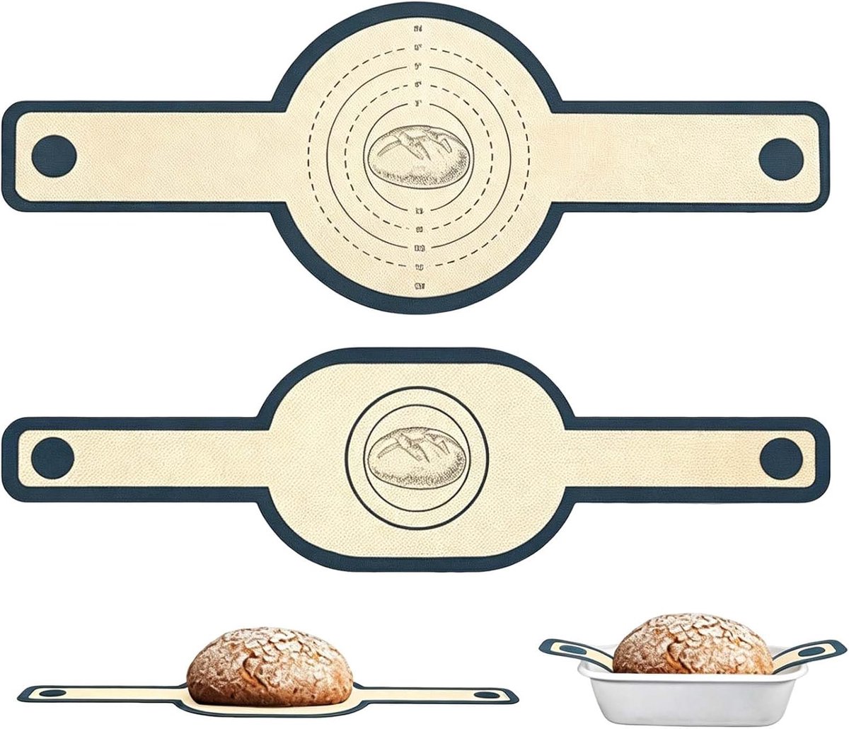 Siliconen bakmat 2 stuks - ronde 56 x 21 cm en ovale 58 x 16 cm - herbruikbaar - ideaal voor brood en pizza - ShopVlot