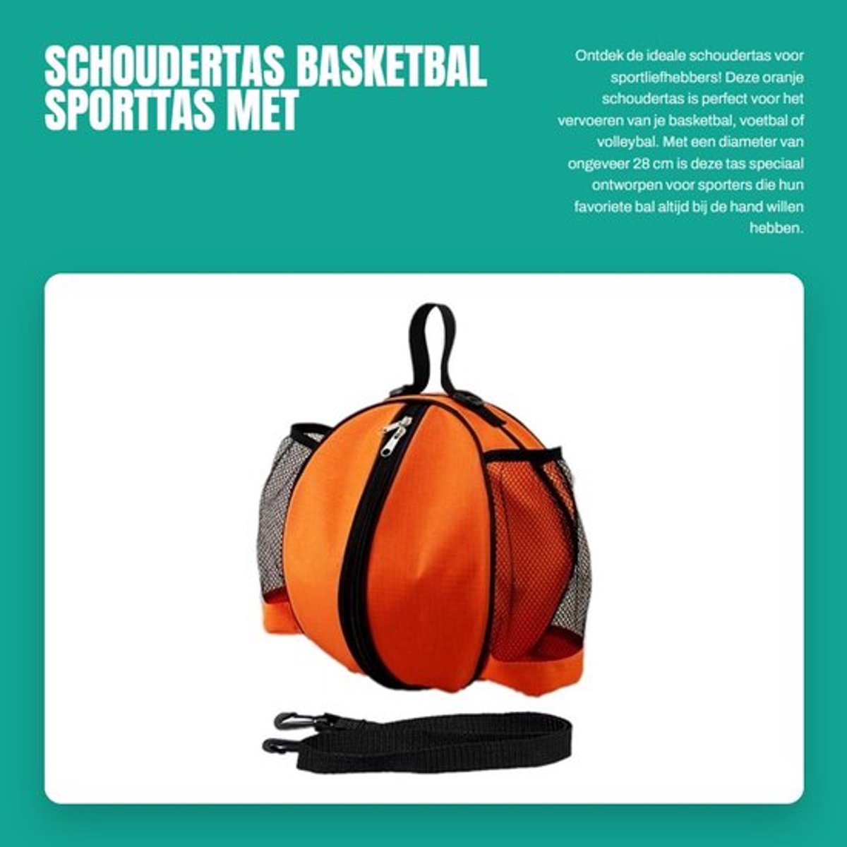 Schoudertas Lichtgewicht - Ronde Schoudertas - Verstelbare Schouderriem - Waterdichte Coating - Opvouwbaar - Diameter 28 cm - Sporttas