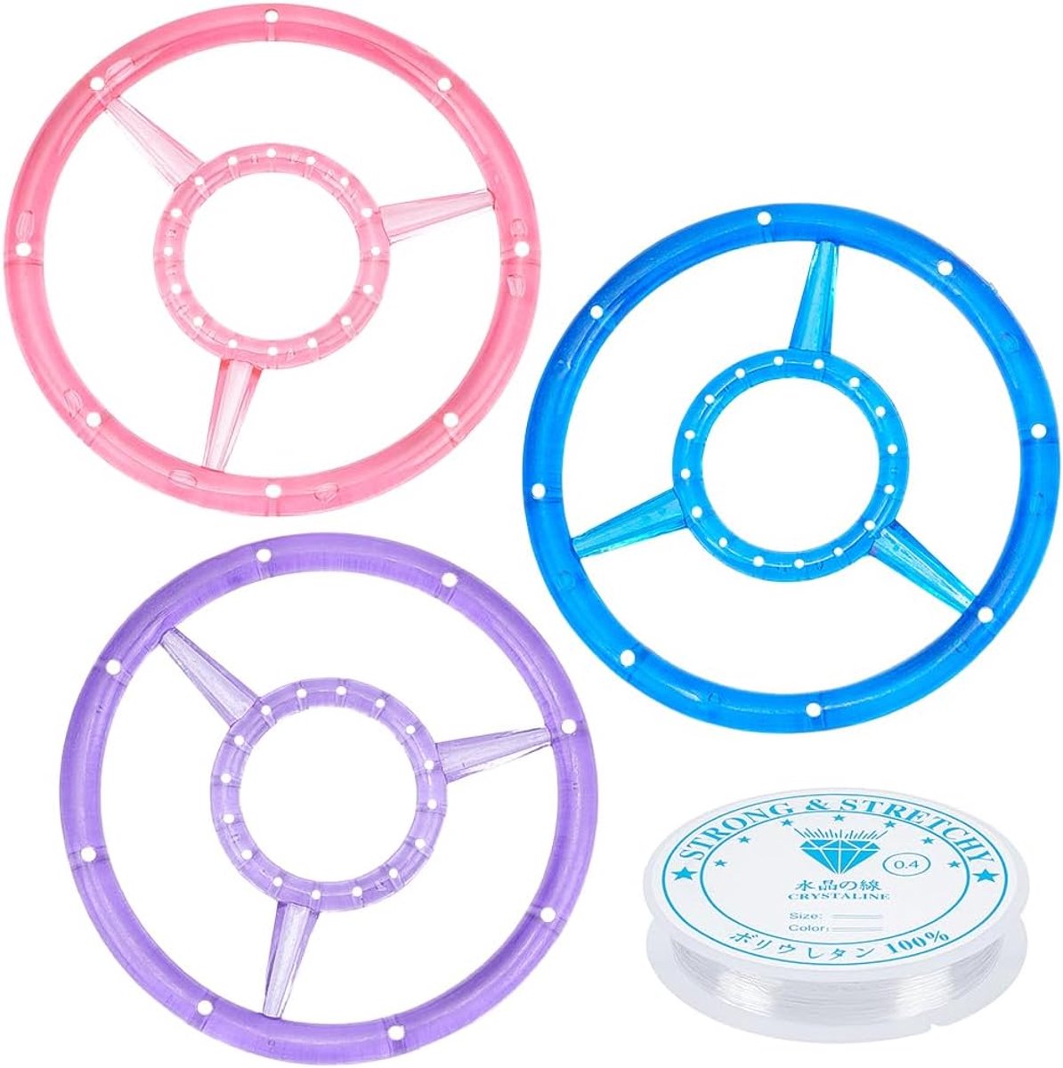 Windgong set - 3 kleurrijke acryl ringen - roze, paars, blauw - DIY zonnevanger voor tuin - ShopVlot