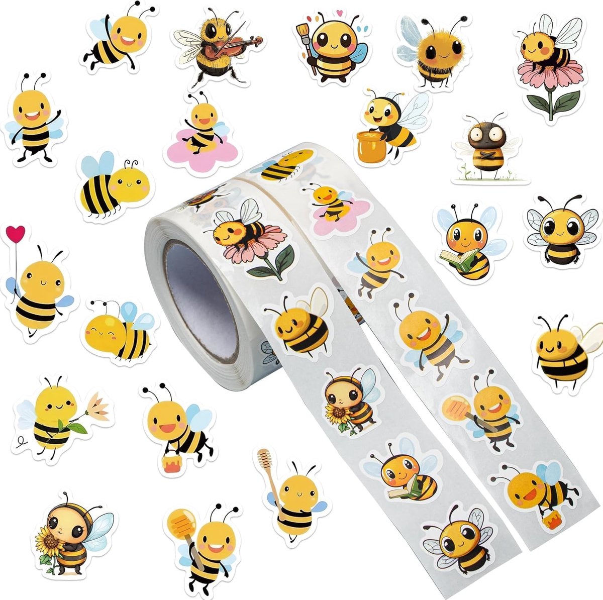 Bijenstickers 1000 stuks - cartoon-bijen - waterdicht - perfect voor scrapbooking - ShopVlot
