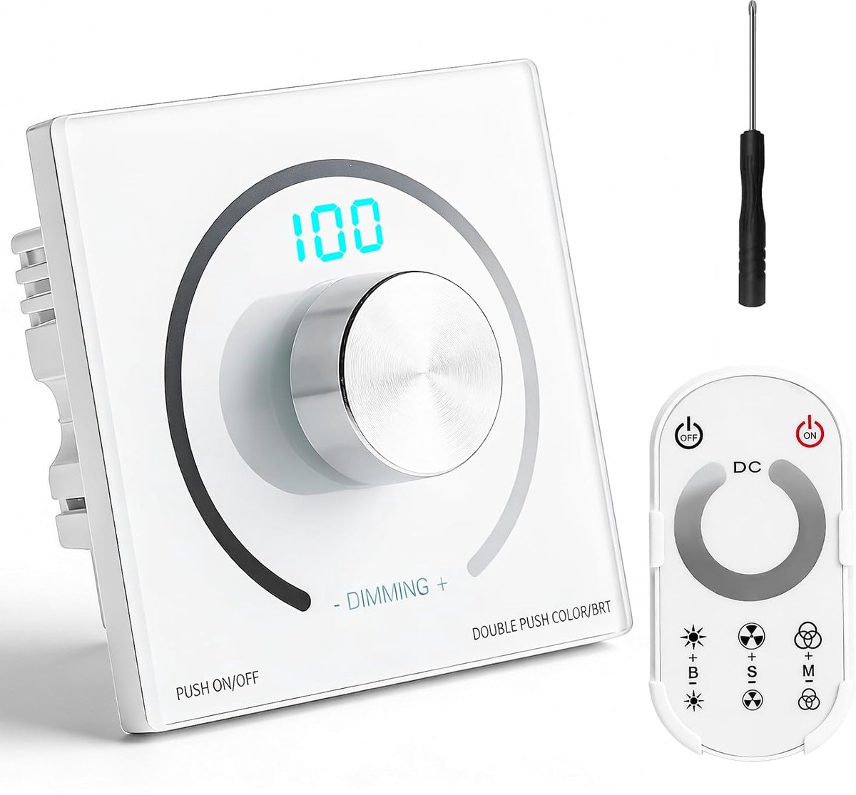 LED Dimmer Switch - 12V/24V DC - PWM Dimmer met Afstandsbediening - Flickervrij Dimmend voor Motorhome - ShopVlot