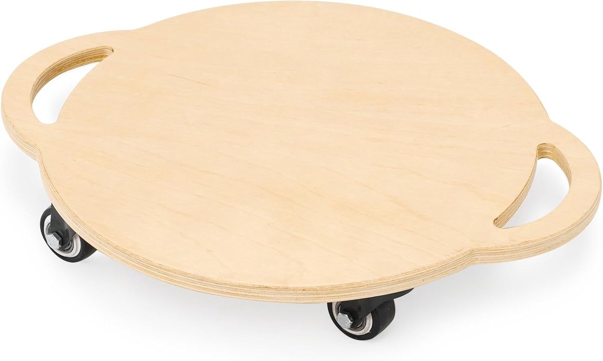 Wooden roller board for children, transport trolley on wheels with handle hole, moving tray with wheels, roller - ShopVlot