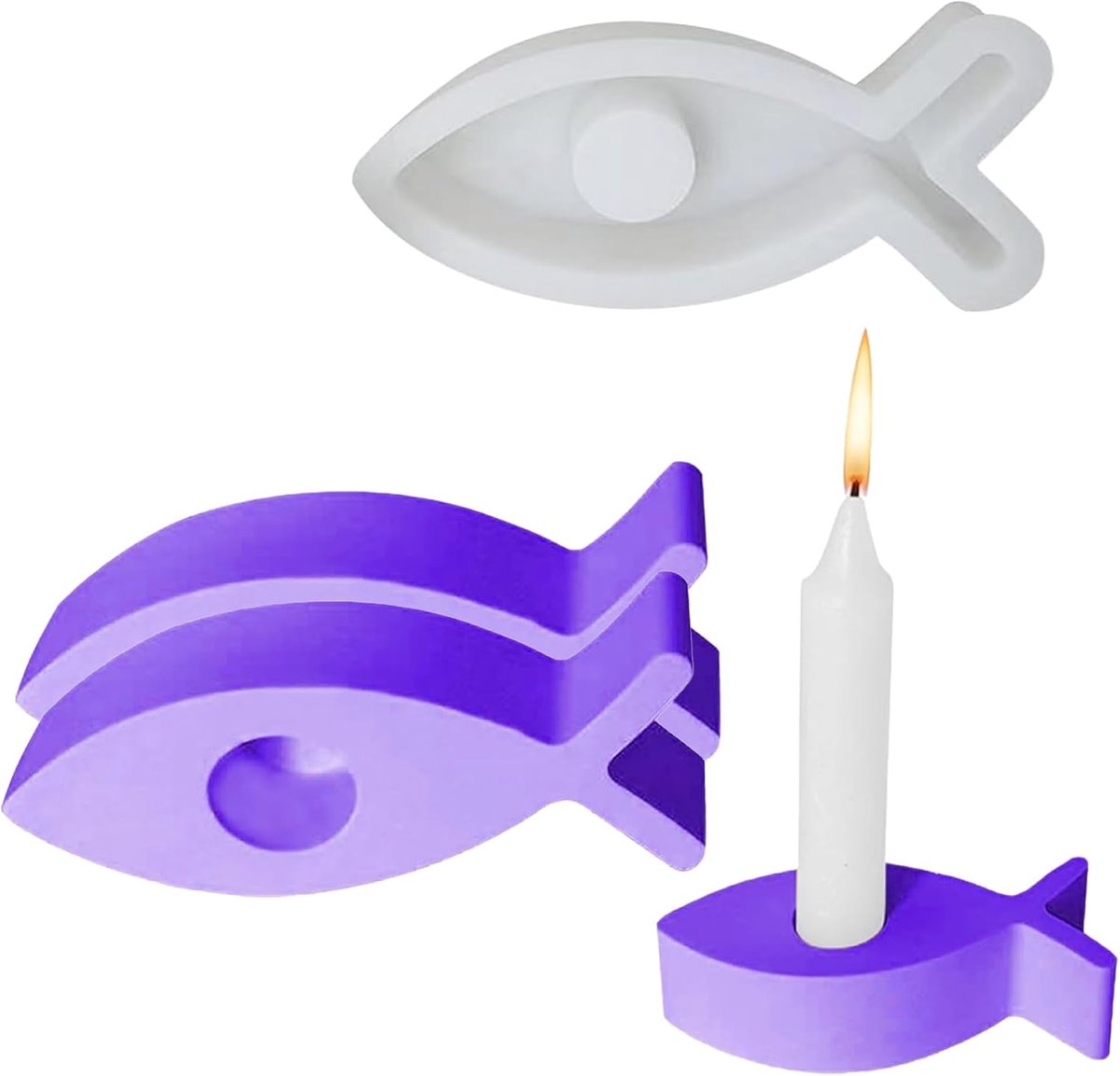 Silicone Mould, Candle Holder, Silicone Mould Fish, 2 Pieces Silicone Moulds, Casting Moulds, Candles, DIY Fish - ShopVlot