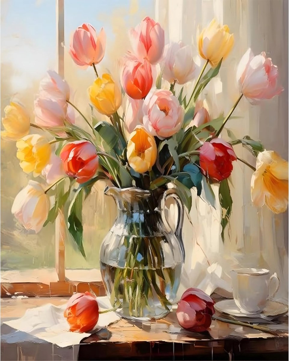Woplagyreat Schilderen op nummer voor volwassenen, acrylschilderset, doe-het-zelf, 50 × 40 cm, schilderen op nummer - ShopVlot