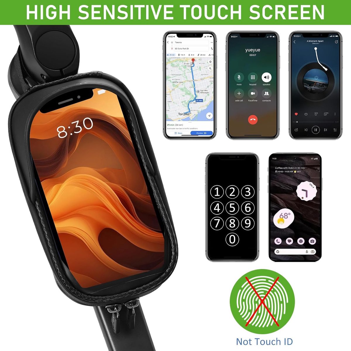 Fietsframetas, Waterdichte Fietstas met TPU-touchscreen en zonneklep, Stuurtas met regenhoes Compatibele telefoon - ShopVlot