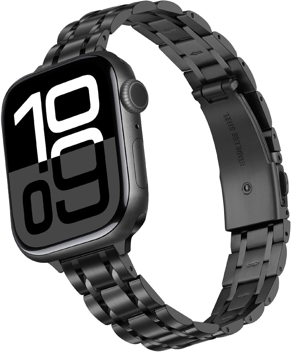 HITZEE Thin Metal Straps Compatible with Apple Watch Strap 49mm 46mm 45mm 44mm 42mm, Slim Stainless Steel Strap for - ShopVlot