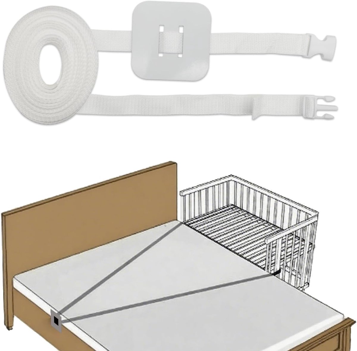 8m Baby Bed Accessories, Baby Cot Strap, Side Bed, Baby Cot Attachment Strap, Fixed Side Bed Belt, Belt to Attach to - ShopVlot