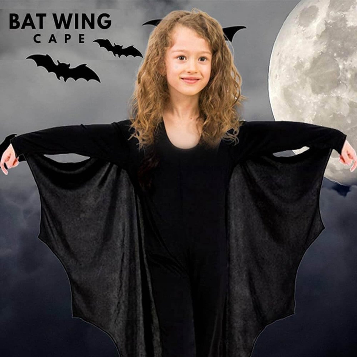 Halloween vleermuiskostuum voor kinderen, vleermuiscape + masker + haarspeld, perfect voor Halloween, griezelfeest - ShopVlot