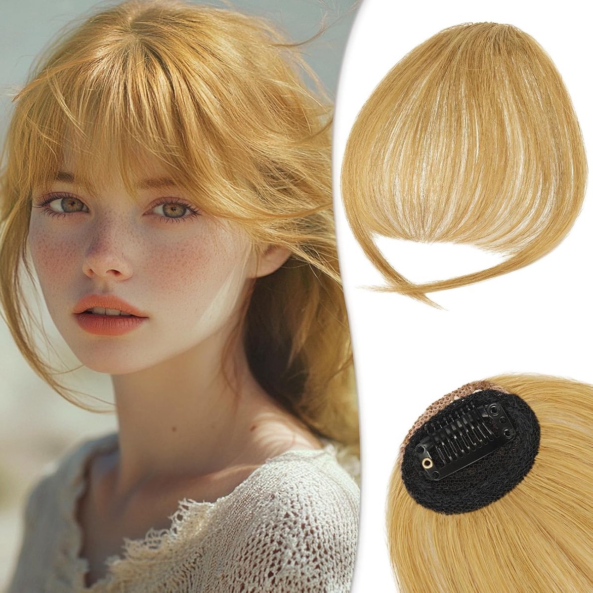 RUWISS Clip in Bangs 100% Hairpiece Human Hair Clip in Bangs with Temples Remy Human Hair Fringe Bangs for Women Bangs - ShopVlot